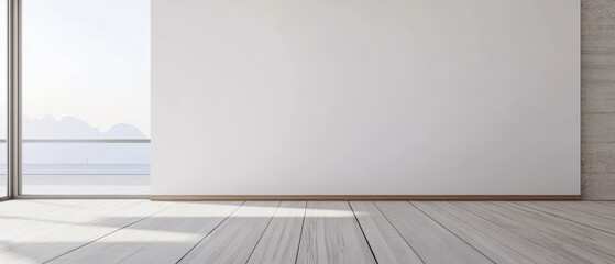 Modern empty room with large windows allowing natural light to enhance the minimalistic design