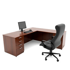 Shaped Office Desk with Executive Swivel Chair