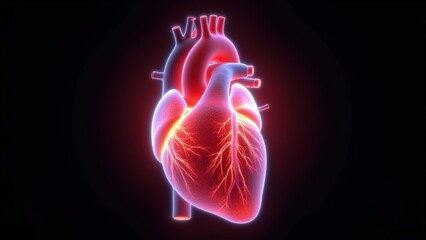 Translucent 3D Heart with Radiant Vessels - Generative AI