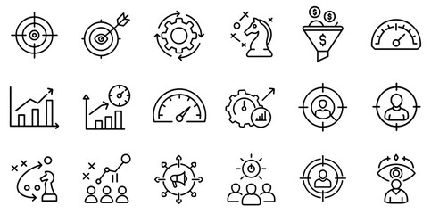 "Precision Targeting: Business Line Icon Representing Strategic Focus and Goal Achievement"