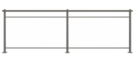 Modern Glass Railing (3D): Metal structure with transparent infill. Ideal for architectural visualization and contemporary designs.