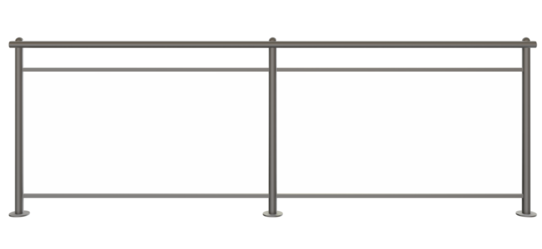 Modern Glass Railing (3D): Metal structure with transparent infill. Ideal for architectural visualization and contemporary designs.