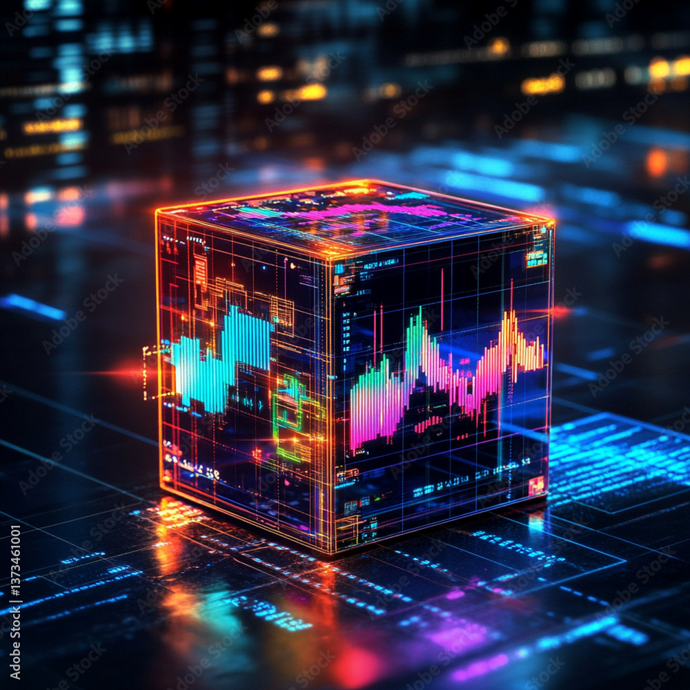 Poster analyzing real-time data visualizations digital workspace infographic high-tech environment aerial v