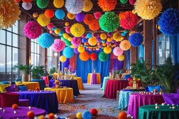 Vibrant and Joyful Celebration Atmosphere for Festive Events