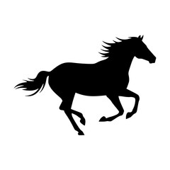 Obraz premium Silhouette Horse Running - Black Vector Graphic