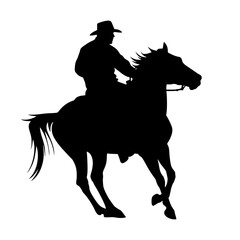 Cowboy Riding Silhouette - Western Style