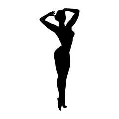 Fototapeta premium Retro Pin-Up Woman Silhouette