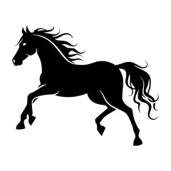 Obraz premium Silhouette Horse Running - Black Graphic Vector