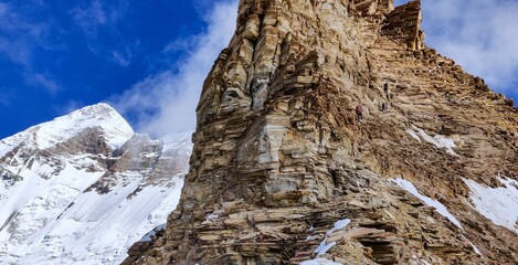 rocky mountain with snow