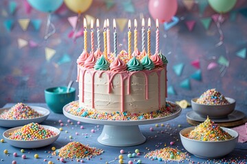 Charming Pastel Birthday Cake with Colorful Sprinkles for a Joyful Celebration