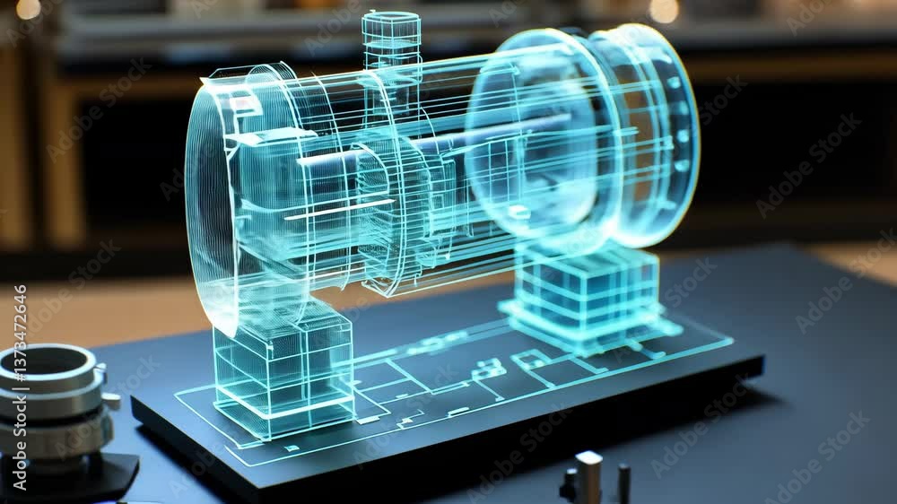 Aufkleber digital twin motor model showcasing innovation in engineering and design technology with intricate d