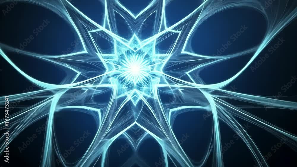 Poster intricate blue light design with dynamic patterns creating a mesmerizing visual effect in a dark bac