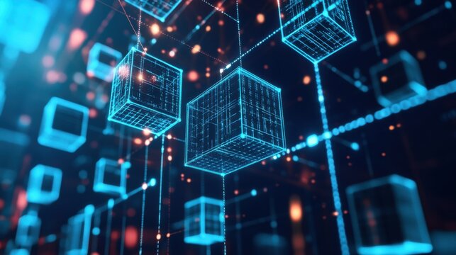 Blockchain developer designing decentralized supply chain management systems, office with blockchain software and logistics data, Supply Chain Tech style