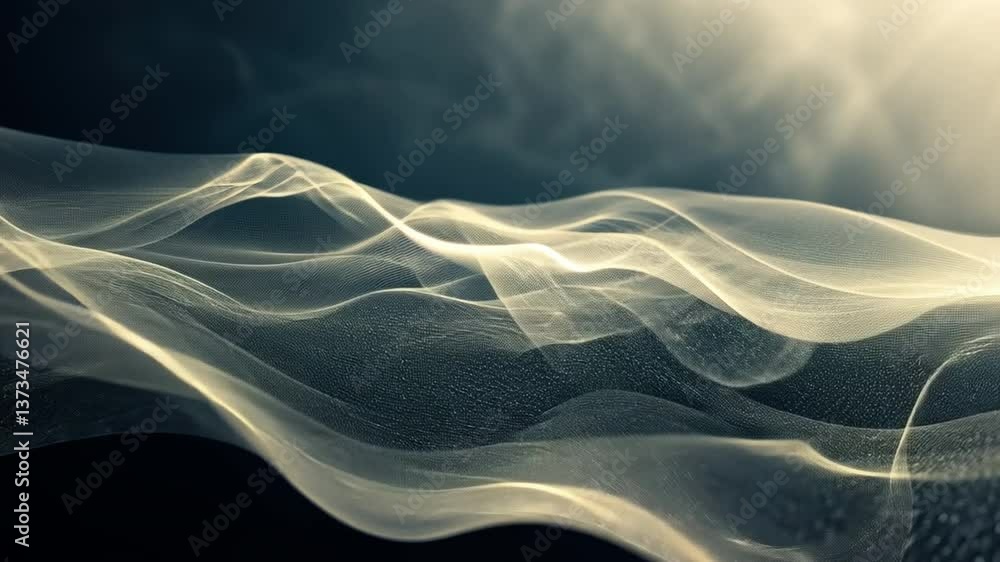 Poster ethereal curves: captivating and mysterious light creates a beautiful, flowing landscape. soft lines