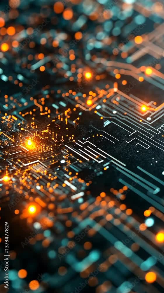 Aufkleber detailed close-up of a circuit board showcasing intricate pathways and glowing components during a h