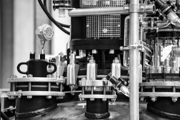 Machinery for the recovery of precious minerals. Chemical plant interior