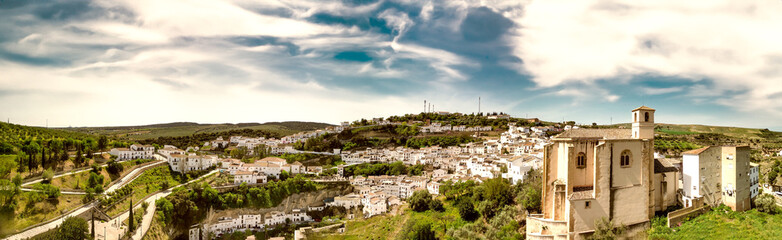 Aerial view of Setenil de las Bodegas, Andalusia. Southern Spain