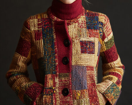  patchwork and turtleneck,