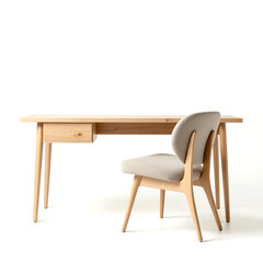 Scandinavian-Style Desk with Wooden Chair