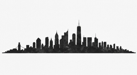 Obraz premium City Skyline Silhouette with Black Background