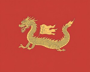 Fototapeta premium Chinese Dragon Flag, Historical Banner