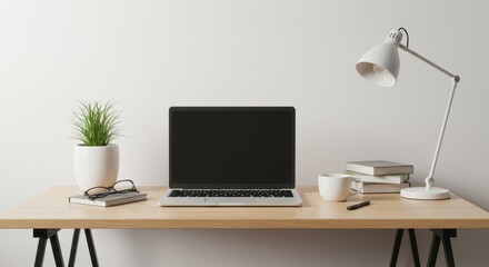 Modern Desk with Monitor and Chair
