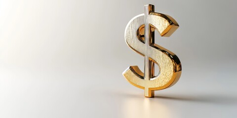 Golden dollar symbol representing wealth and prosperity on white background