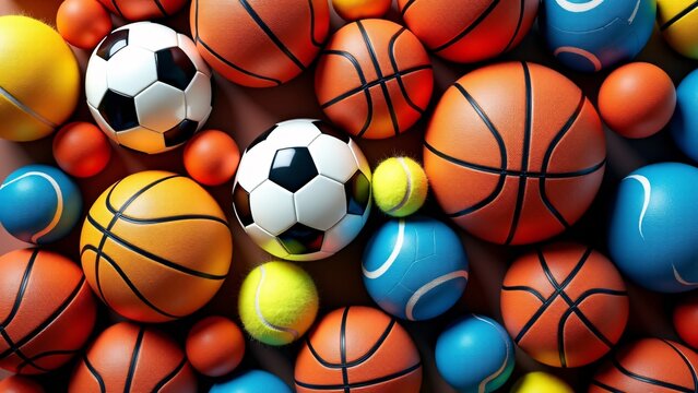 Assorted Sports Balls Still Life Arrangement