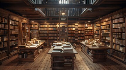 Charming Old Bookstore with Wooden Bookshelves
