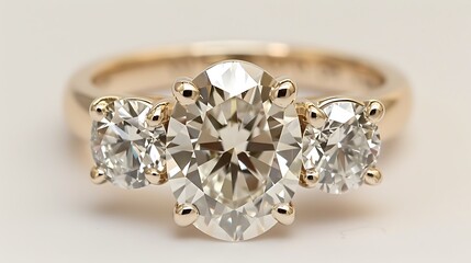 Elegant Three-Stone Diamond Ring with Oval Center Stone