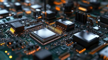Obraz premium Automated assembly line producing electronic devices.
