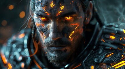 Fantasy Warrior with Glowing Runes