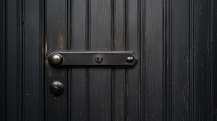 A black door with a metal knob