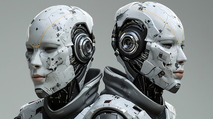 Fototapeta premium Futuristic Android with Human-Like Features