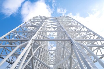 Fototapeta premium White Steel beam construction with blue sky background