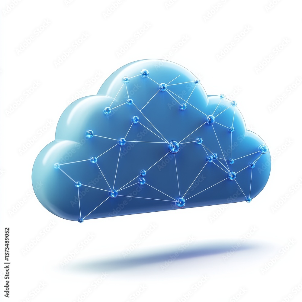 Aufkleber Blue Cloud Network: Data Connectivity and Digital Infrastructure for Modern Communication.