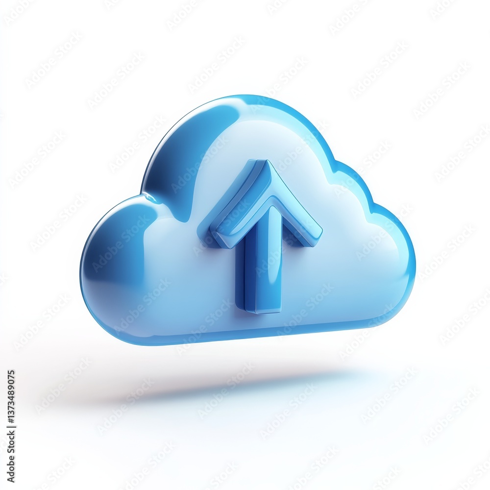 Leinwandbilder blue cloud upload: digital data transfer and storage solutions on a white background for online serv