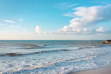 Quiet sea views with white cloud and blue-sky