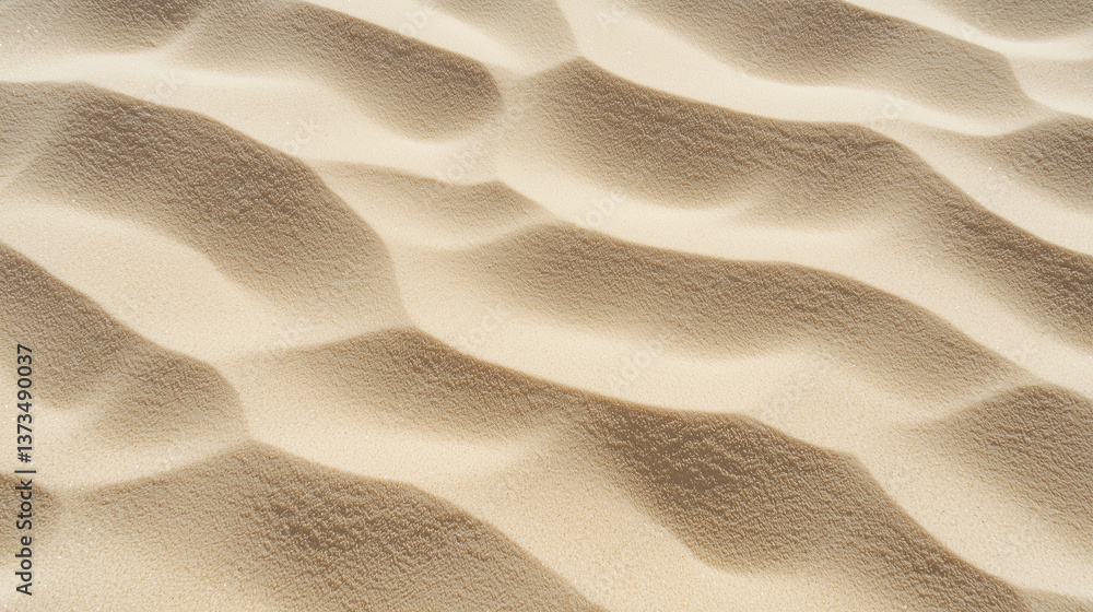 Poster serene sand background with small, wavy dunes creating natural and textured pattern