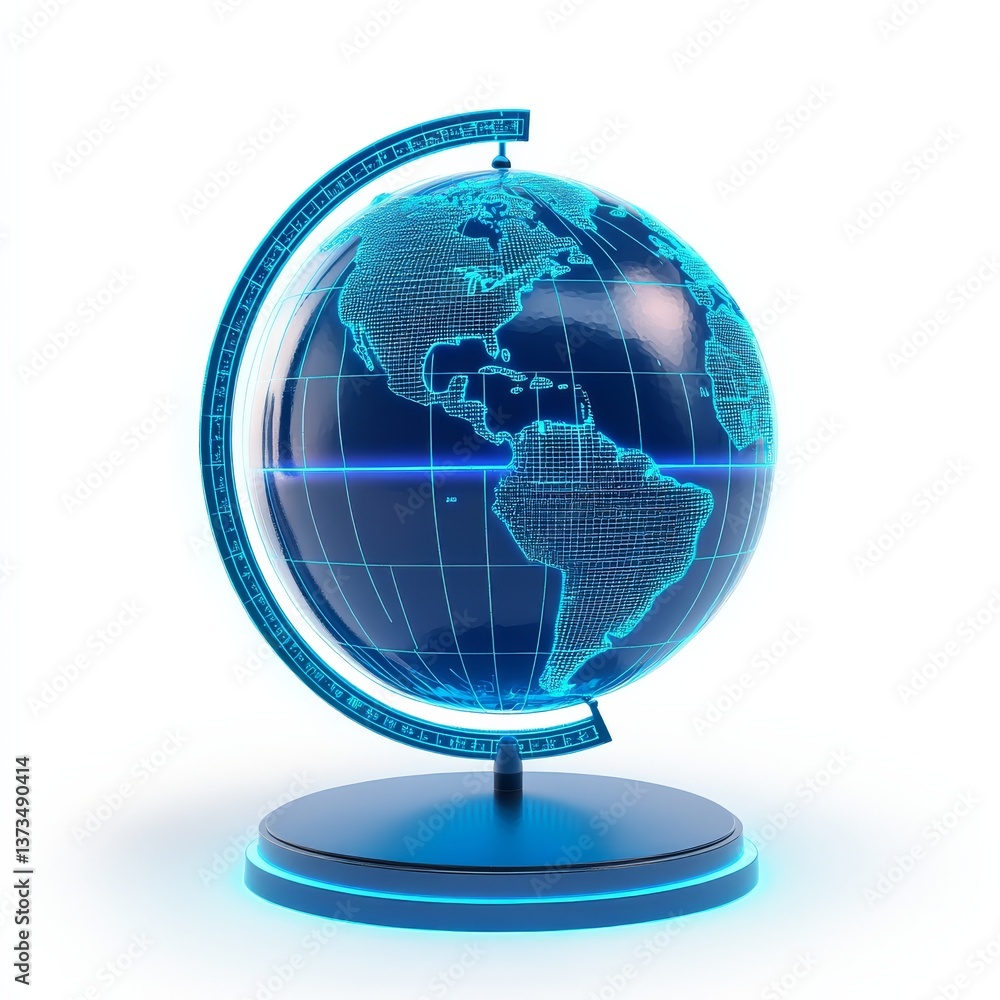 Leinwandbilder futuristic globe with neon glow: exploring global data and connectivity in a digital world
