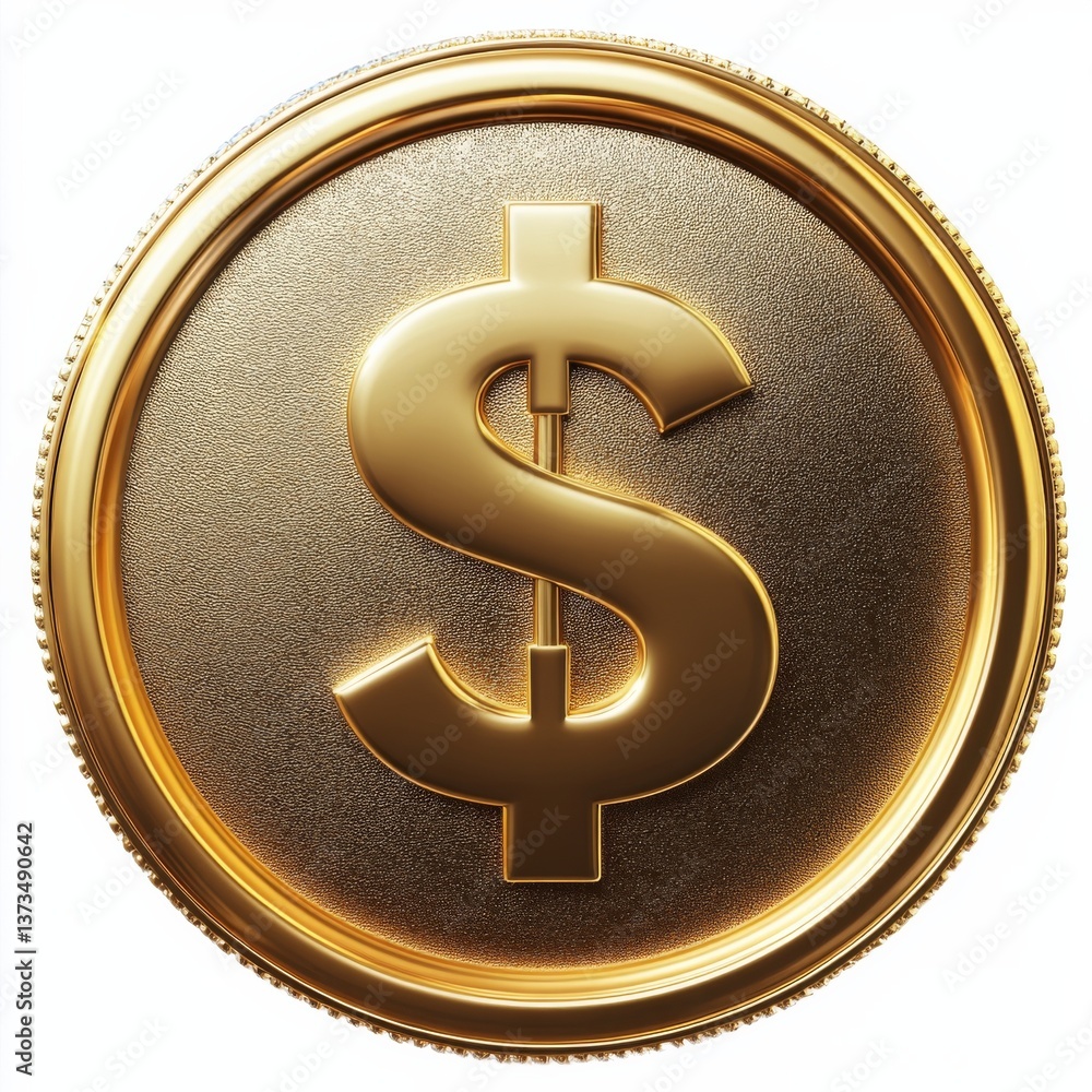 Poster Golden Currency: Detailed Macro Image of a Single Dollar Coin with Textured Surface and Rich Luster