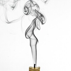 Fototapeta premium abstract black and white smoke rising from a candle against a white background