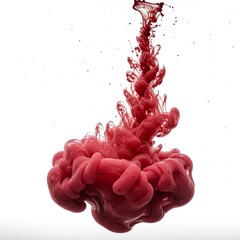 abstract red ink swirling in water  on white background  abstract shapes  abstract ink  liquid art  water color  red ink  ink droplet  ink spread  ink swirl  water ink  swirling in