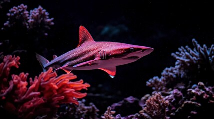 Fototapeta premium Stunning Pink Shark Swimming in Vibrant Coral Reef