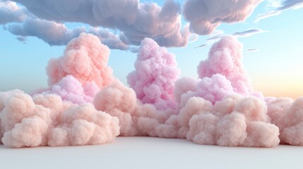 Dreamy Pastel Cloudscape  Soft Pink  Lavender Sky  Fluffy Clouds  Tranquil Scene  Artistic