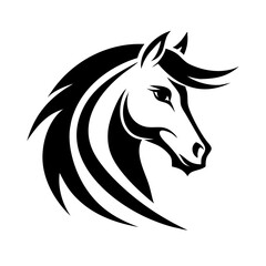 A stylish black-and-white horse head illustration for elegant branding.