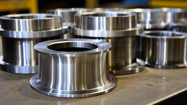 Precision machined metal parts showcased in workshop setting during daylight for industrial applications