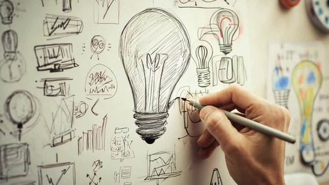 Innovative ideas in design and illustration emerge through sketching and brainstorming, enhancing creativity and interpersonal skills in training.
