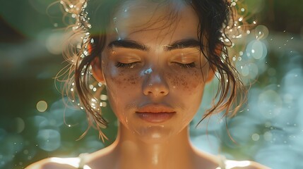 Tranquil Portrait of a Woman Meditating in Serenity