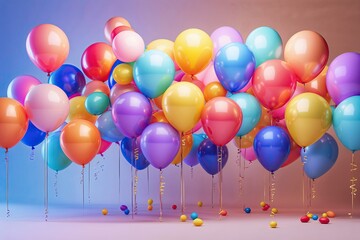 Dynamic 3D Balloon Visualization on Gentle Gradient Background for Celebrations and Festive Occasions